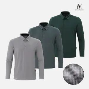 [세루빅스포츠]봄여름 스판 체크 카라 남성 긴팔 티셔츠