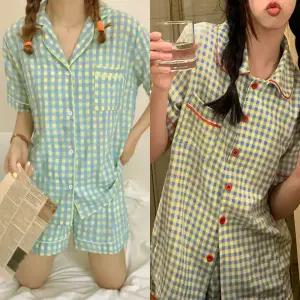 코지버튼 반팔 잠옷 상하 세트 여성 홈웨어 여름 여자 파자마 실내복