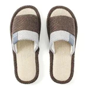 린넨 실내화 265-270mm 브라운 손님용 거실화 발편한 (WFHH3C0)