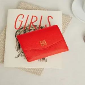 닥스 액세서리 여성 24FW [스테디셀러] 레드 DD로고 소가죽 반지갑 WCWA4F376R2