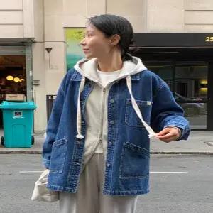 MADE 피넛진 루즈 하프 데님 자켓 (one color)