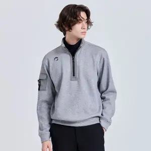 [챌린저](대전신세계)남성 밍크본딩 우븐믹스 반집업 긴팔 티셔츠 멜란지그레이