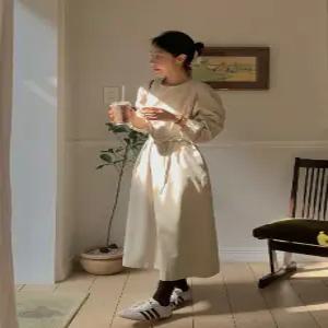 MADE 기모코튼 플레어 퍼프 원피스 (2color)