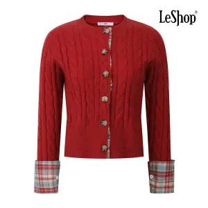 [롯데백화점]르샵 러블리 체크 배색 꽈배기 니트 가디건 BPBKC012A