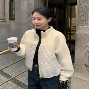 믹스 니트 배색 퀄팅 패딩 점퍼 (3color)