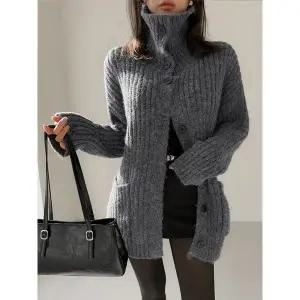 [다바걸]원스하이버튼울가디건