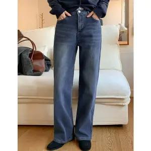 [공구우먼] 겨울한파 걱정없는 스판짱 히든밴딩 와이드 데님 팬츠 85530 빅사이즈 여성의류