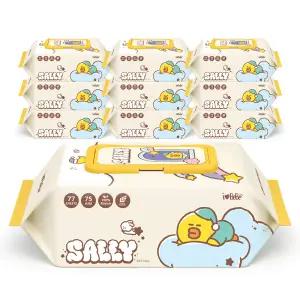 아이러브베베 라인프렌즈 드림에디션 생분해원단 샐리 77매 75g 10팩 캡형 아기물티슈