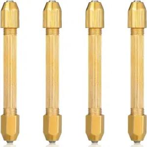 VILLASE 4PCS 미니 드릴 비트 세트 더블 엔드 핀 바이스 핸드 구리 콜렛 비슬립 그립 도구 포함 시계 수리