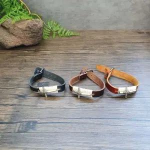 러블리 샬롬 교회 십자가 패션 가죽 팔찌