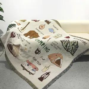 빈티지 캠핑 일러스트 소파커버 블랭킷 포스터 다용도 러그 매트 차박 담요 2size