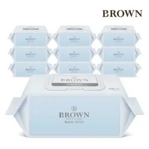 브라운 베이직 플러스 102매 캡형 10팩 아기물티슈 434691