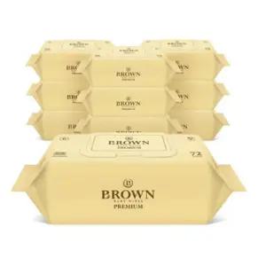 브라운 부드러운 순면감촉 슈아브 원단 10단계 화산송이 필터링 엠보싱 물티슈_캡형 72매 10팩