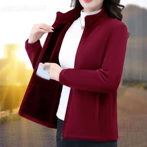 두꺼운 플리스 여성 재킷 겨울  가디건 2025  가을 큰 사이즈 통통한 폴리에스터 플러피 스웨트셔츠