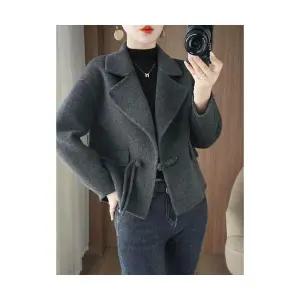 여성 오늘도예쁜 정장 자켓 쇼트 코트 더블 모직 가을 겨울 빈티지 칼라 OOTD4