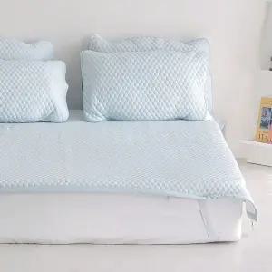 토리 선염 냉감 3중직 밴딩 카페트 패드 싱글 S 세트 블루 여름 침구 (WFJ5QBZ)