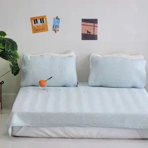 투투 선염 냉감 3중직 밴딩 카페트 패드 퀸 Q 세트 블루 여름 침구 (WFJ5QCC)