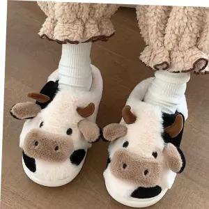 사무실슬리퍼 겨울 여성 얼룩소 인형 털슬리퍼 털실내화 털신 거실화