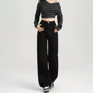 여자청바지 블랙 하이웨스트 스트레이트 진 가을 겨울 기모 슬림핏 와이드 슬리퍼 힛템