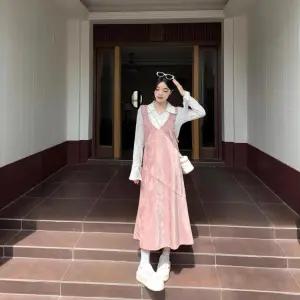 여자 정장세트 빅사이즈 추동 레이스 셔츠+나시 원피스 슬림핏 투피스 원픽4