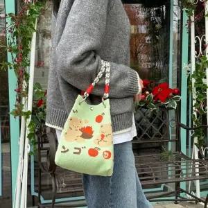 고리 스퀘어 칼라끈 니트백_캐릭터 (WFJ65O7)