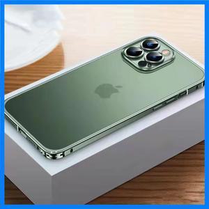 iPhone 16 15 14 13 Pro MAX 12 11Pro 범퍼 카메라 보호대 매트 PC 투명 커버 용 알루미늄 럭셔리 초박형