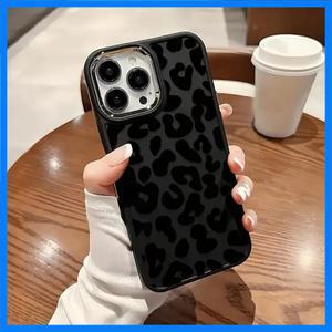 블랙 레오파드 그래픽 소프트 폰 케이스 for IPhone 16 15 Pro Max 11 12 13 14 Pro XS XR 7 8 Plus 16e 금
