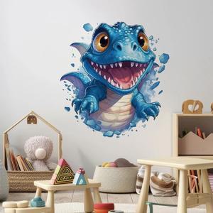 MT1227 # 사랑스러운 공룡 수채화 벽 데칼 - 침실, 거실 놀이방 스티커 및 탈착식 장식용 PVC