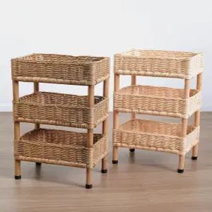 수건 보관함 라탄 소쿠리 수납 팬트리 욕실앞 3단 대형