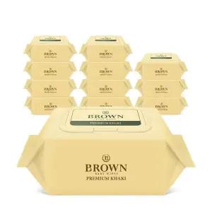 브라운 물티슈 프리미엄 카키 아기 물티슈 20매 휴대용 캡형 12팩 1등급 생분해 원단 447044