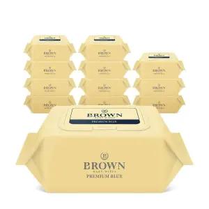 브라운 물티슈 프리미엄 블루 아기 물티슈 20매 휴대 캡형 12팩 고평량 447050