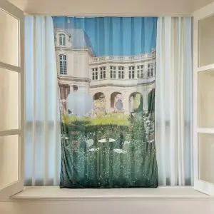 비비홈 Paris 숲 속 카페 쉬폰폴리 패브릭포스터 가리개 커튼 2size