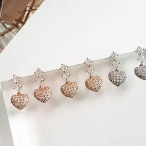 [다잇템] 여자 통통 스위티 큐빅볼 벌룬 하트 귀걸이