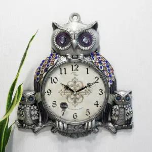 무소음 패밀리 부엉이 주석도금 주물 벽시계 HCA-618S