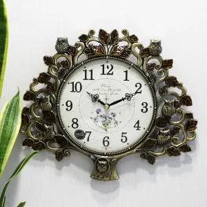 무소음 보금자리 부엉이 신주도금 주물 벽시계 HCA-627G