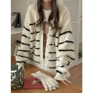 [공구우먼] 럽윤 알파카 단가라 울 브이 가디건 85753 빅사이즈 여성의류