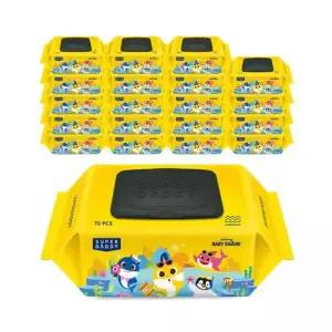 핑크퐁x슈퍼대디 아기상어에디션 옐로우 아기물티슈 70매 10+10팩 캡형(70gsm) 447212