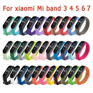 호환 Xiaomi Mi Band 용 시계 스트랩 7 6 5 4 3 손목 밴드 실리콘 팔찌 손목 스트랩 MiBand 3 4 band5 band