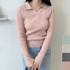 골지 인기 여성 패션 카라 감성 편안한 니트 슬림 티 (KYR-WFH47KC)