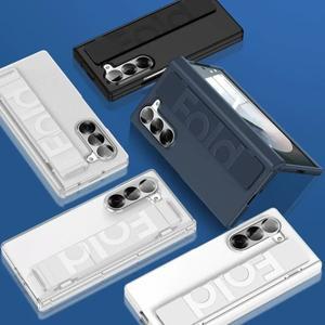 럭셔리 패션 PC 힌지 폰 케이스 삼성 갤럭시 Z 폴드 7 6 5 4 3 스크린 필름 손목 스트랩 충격 보호 커버