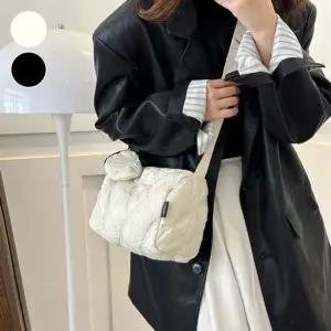 예쁜 퀼티드백 원통형 미니파우치 패브릭 크로스백