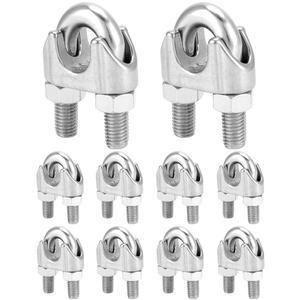 [미국배송] QWORK 5/8인치 와이어 로프 클램프 클립 M16 10팩 대형 U 볼트 새들 가이 패스너 304개의 스테인리스 스틸 패스너 케이블 클램프 2겹의 와이어를 연결하여 루프를 형성합니다