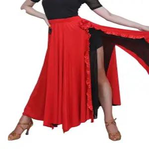 여성 라틴 댄스 스커트 살사 사교 의상 탱고 댄스스포츠 파소레 왈츠 라인