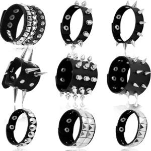 친시혼 펑크 스터드 팔찌 고스 가죽 리벳 스파이크 커프 조절가능 금속 손목 밴드 고딕 악세사리