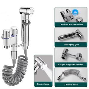 라포식 2025   구리 휴대용 화장실 분무기 비데 수도꼭지 샤워 헤드 위생 이중 콘센트