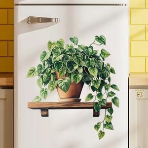 파니식 1pcs 수채화 식물 벽 데칼 - 거실 침실 및 현대 농가 장식을 이동식 비닐 스티커