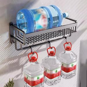 라포식 매트 블랙 욕실 수건 홀더 알루미늄 스토리지 선반 주최자 하드웨어 후크 샤워 레일 행거 액세서리