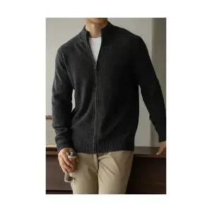 솔저스2 남성 빈티지 지퍼 골지 니트 카디건 가을 겨울 보온 캐주얼 OPH4