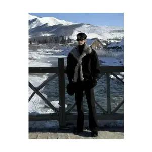 키체샵 남성 항공 점퍼 겨울 좌산 조가죽 털 일체형 코트 패딩 빈티지 스웨이드 도톰 보온 HO4