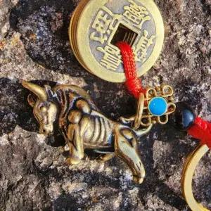 엽전 열쇠고리 행운 재물 키링 구리 WFGL8UD